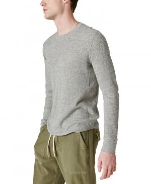 Мужская термостойкая футболка с длинным рукавом и круглым вырезом, окрашенная в готовой одежде , серый Lucky Brand