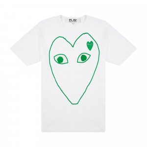Зеленая футболка с эмблемой PLAY, цвет Белый Comme des Garçons