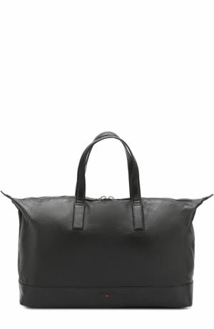 Кожаная спортивная сумка Santoni. Цвет: черный