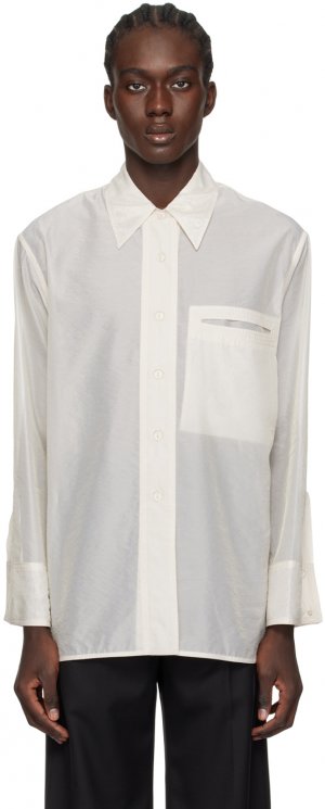 Белоснежная прозрачная рубашка с вышивкой Low Classic