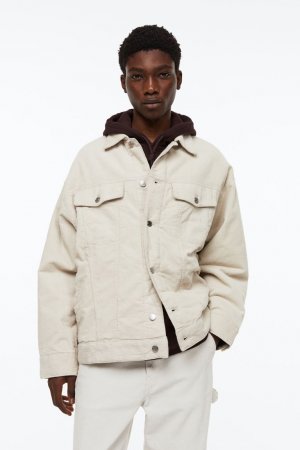 Утепленная вельветовая куртка , светло-бежевый H&M