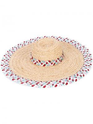 Плетеная широкополая шляпа Gigi Burris Millinery. Цвет: нейтральные цвета