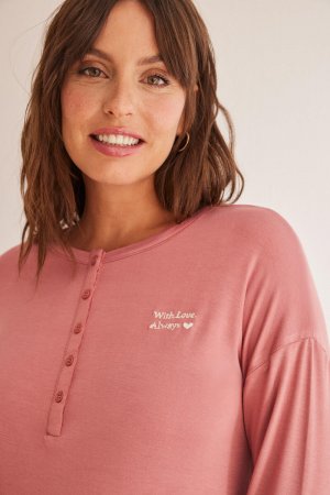 Длинная пижама для беременных с розовыми цветами. Women'secret, розовый Women'Secret