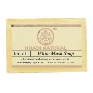 Натуральное мыло ручной работы с белым Мускусом: для омоложения кожи (125 г), White Musk Soap Hand made, Khadi Natural