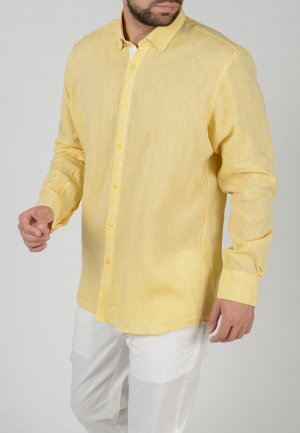 Льняная рубашка STEFANO BELLINI. Цвет: желтый
