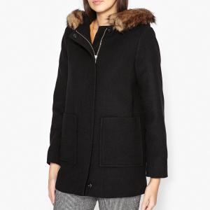 Пальто на молнии с капюшоном мехом PAVONE LA BRAND BOUTIQUE COLLECTION. Цвет: черный