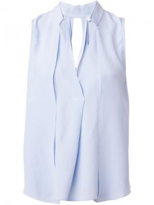 Блузка с V-образным вырезом Halston Heritage. Цвет: синий