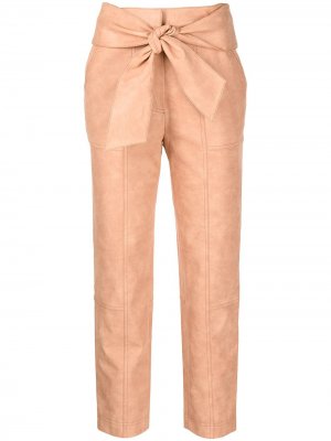 Укороченные брюки из искусственной кожи Jonathan Simkhai. Цвет: коричневый