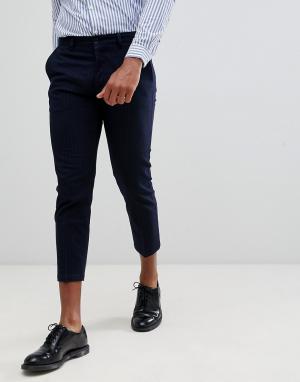 Cropped slim fit smart trouser in stripe Celio. Цвет: темно-синий