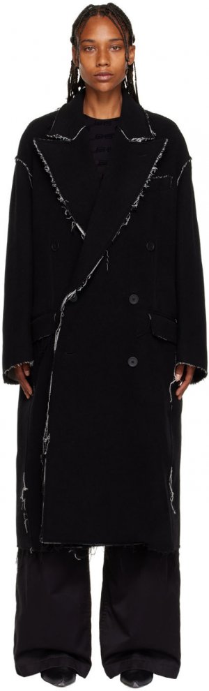 Черное пальто с необработанными краями Balenciaga