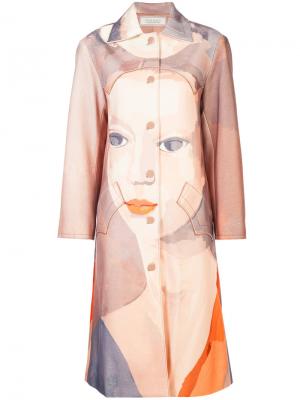 Однобортное пальто с принтом Nina Ricci. Цвет: розовый и фиолетовый