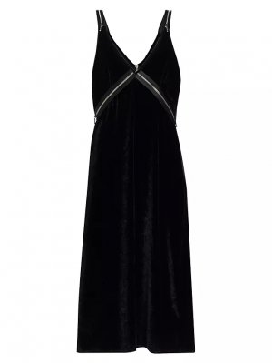 Бархатное платье миди на молнии в стиле гранж , черный R13
