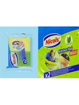 Набор Николс  Губки для посуды Netto Fun и Слфетки кухни kitchenPad MAX Nicol's. Цвет: зеленый
