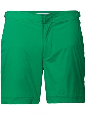 Однотонные пляжные шорты Orlebar Brown. Цвет: зеленый