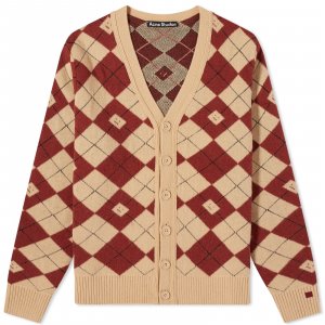 Кардиган Kwanny Argyle Face, цвет Biscuit Beige & Deep Red Acne Studios