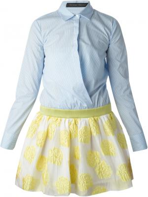 Платье-рубашка с контрастной юбкой Christian Pellizzari. Цвет: синий