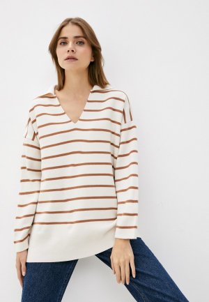 Пуловер Euros Style Джемпер S2391-2 белый (OneSize). Цвет: бежевый