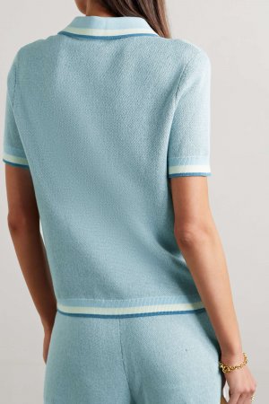 ZIMMERMANN рубашка-поло Cira жаккардовой вязки из хлопка, синий