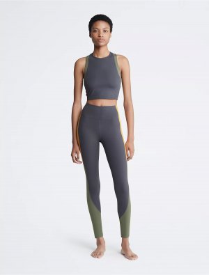 Топ Performance Embrace Colorblock Cropped, серый/зеленый/оранжевый Calvin Klein