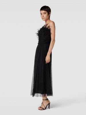 Коктейльное платье однотонного дизайна с отделкой из перьев LACE & BEADS, черный Beads