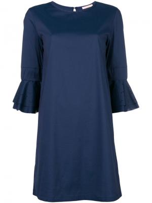 Платье-миди с рукавами воланами Kristina Ti. Цвет: синий
