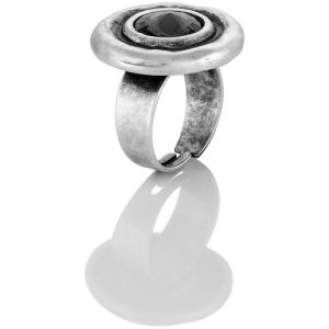 Кольцо - перстень с серым кристаллом, искусственно состаренное L'attrice di base. Цвет: серебристый/серый