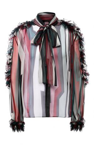 Полупрозрачная шелковая блуза с принтом Zuhair Murad. Цвет: разноцветный