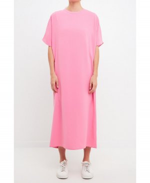 Женское повседневное платье макси с круглым вырезом , розовый English Factory