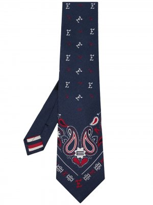 Шелковый галстук с вышивкой пейсли ETRO. Цвет: синий