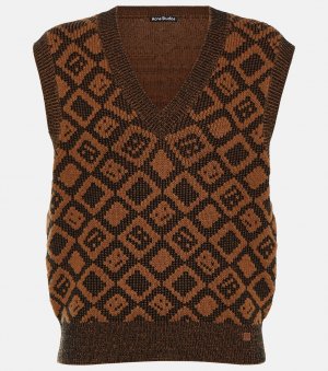 Жилет-свитер из шерсти и хлопка ACNE STUDIOS, коричневый Studios