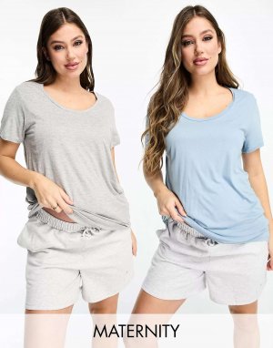 Комплект футболок для беременных серого и синего цвета River Island. Цвет: синий