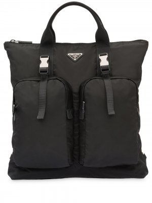 Дутый рюкзак с накладными карманами Prada. Цвет: черный