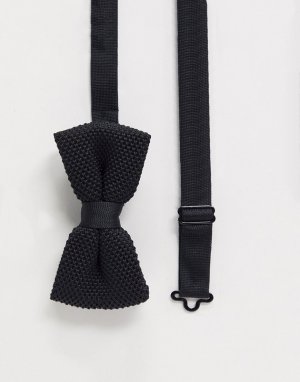 Черный трикотажный галстук-бабочка -Черный цвет Twisted Tailor