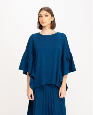 Женский свитер оверсайз в стиле пончо , темно-синий Niza. Цвет: синий