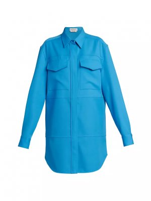 Шерстяное платье-рубашка Grain De Poudre Alexander Mcqueen, синий McQueen