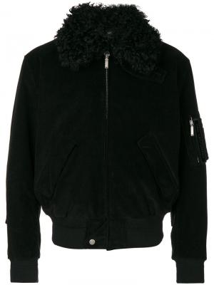 Куртка с отделкой из овечьего меха Saint Laurent. Цвет: чёрный