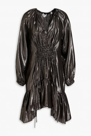Мини-платье Suri со сборками и эффектом металлик из смесового шелка , бронза A.L.C.