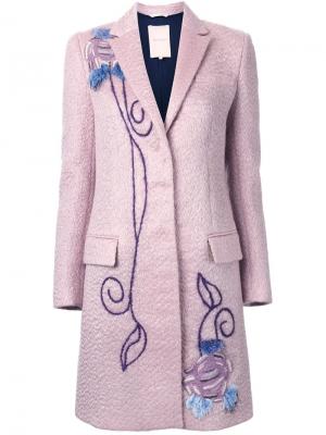 Декорированное однобортное пальто Roksanda. Цвет: розовый и фиолетовый