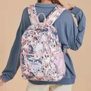 Школьная сумка для студентов, на плечо, большая емкость, рюкзак с принтом, женский VIA ROMA
