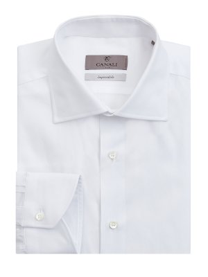 Однотонная рубашка из фактурного хлопка Impeccabile CANALI. Цвет: белый