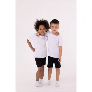 Комплект одежды  детский, шорты и футболка, спортивный стиль, пояс на резинке, размер 92, черный, белый Золотой ключик. Цвет: белый/черный
