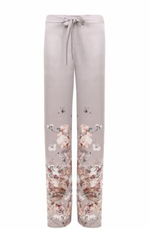 Шелковые брюки с принтом Meng. Цвет: серый