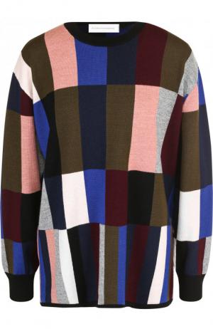 Шерстяной пуловер свободного кроя с принтом Victoria, Victoria Beckham. Цвет: разноцветный
