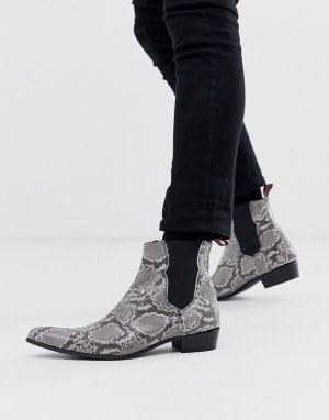 Кожаные ботинки челси со змеиным тиснением Adamant-Серый Jeffery West