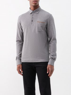 Рубашка-поло из хлопка с накладными карманами , серый ZEGNA