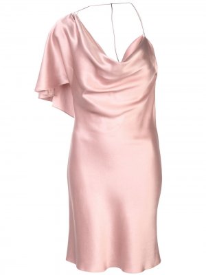 Атласное платье на одно плечо Cushnie. Цвет: розовый