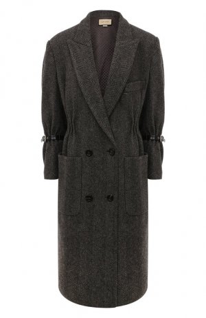 Шерстяное пальто Gucci. Цвет: серый
