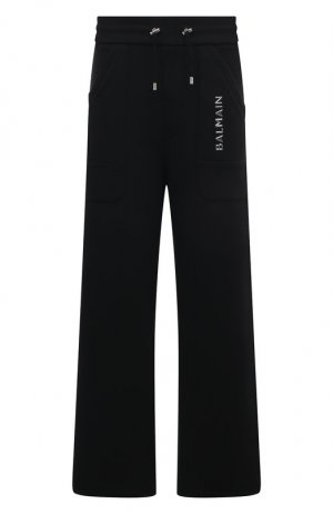 Хлопковые брюки Balmain. Цвет: чёрный