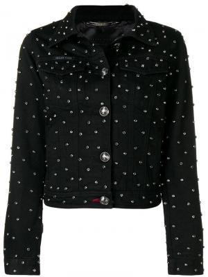 Джинсовая куртка с отделкой кристаллами Philipp Plein. Цвет: черный