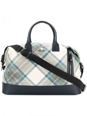 Объемная дорожная сумка в шотландскую клетку Vivienne Westwood. Цвет: синий